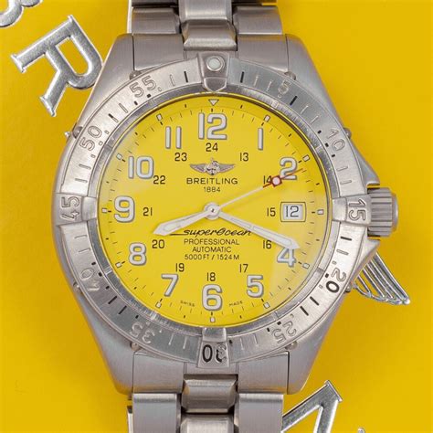 breitling superocean a17345 yellow dial|Breitling Superocean yellow dial.